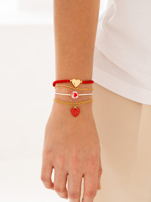 SET X5 PULSERAS LOVE RED + ARETES GOLD